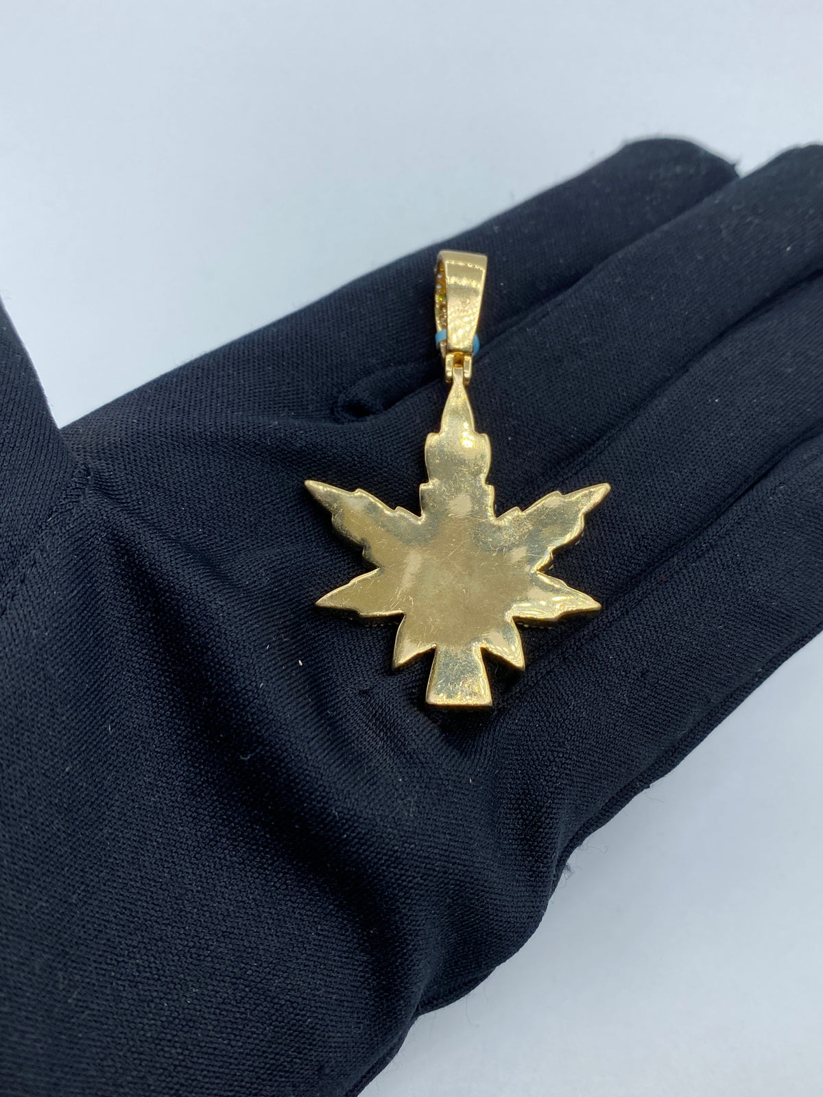 14K Gold Weed Diamond Pendant 3.7 Ct - additional product view 4