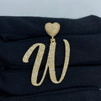 14K Gold Initial W Script Heart Diamond Pendant - additional product view 2