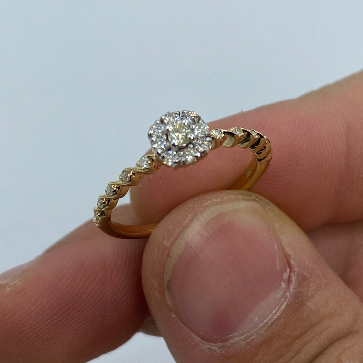 14K Gold Elegant Bloom Diamond Engagement Ring in yellow gold - close-up product photo