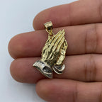 14K Gold Praying Hands Pendant 1.2 in - additional product view 2