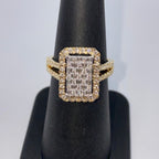 14K Gold Rectangle Halo Diamond Baguette Ring - additional product view 5