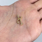 10K Gold Cursive T Initial Diamond Pendant - additional product view 3