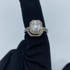 14K Gold Jumbo Rectangle Stacked Diamond Baguette Engagement Ring - additional product view 6