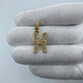 14K Gold Initial H Diamond Baguette Pendant in yellow gold, Small - close-up product photo