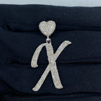 14K Gold Initial X Script Heart Diamond Pendant - additional product view 2