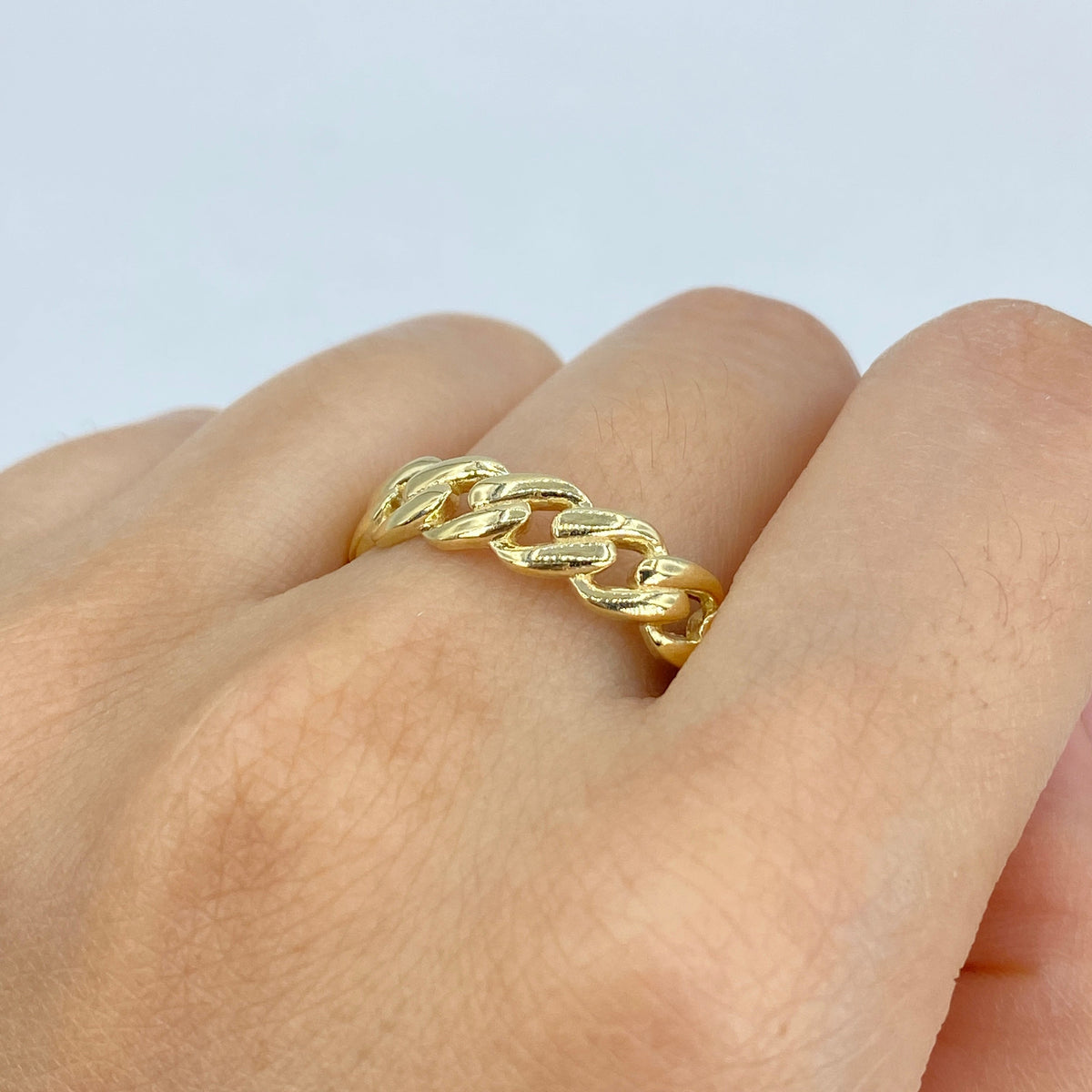 10K Gold Cuban Link Ring, 5.7mm - close-up product photo