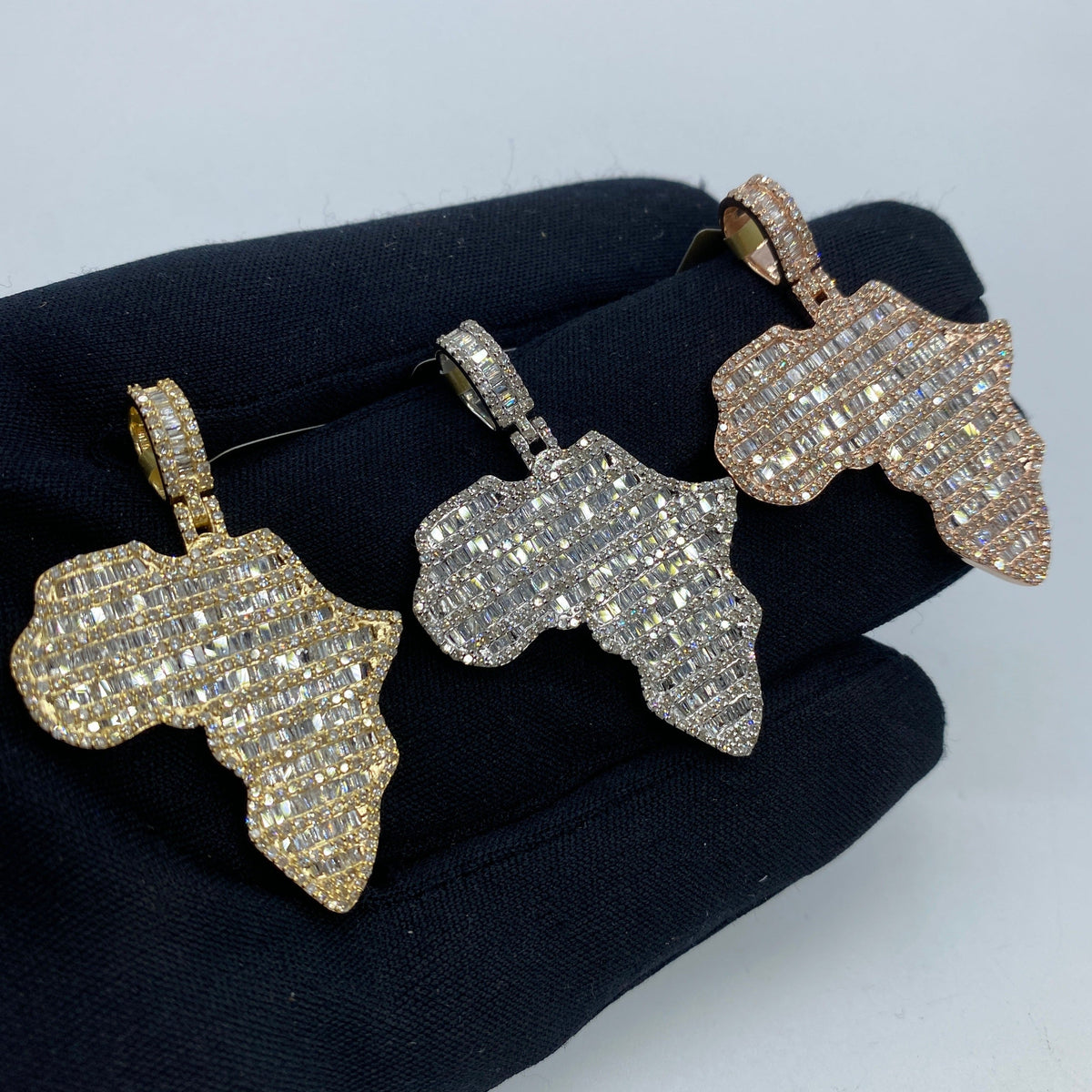 10K Gold Africa Diamond Baguette Pendant - additional product view 6