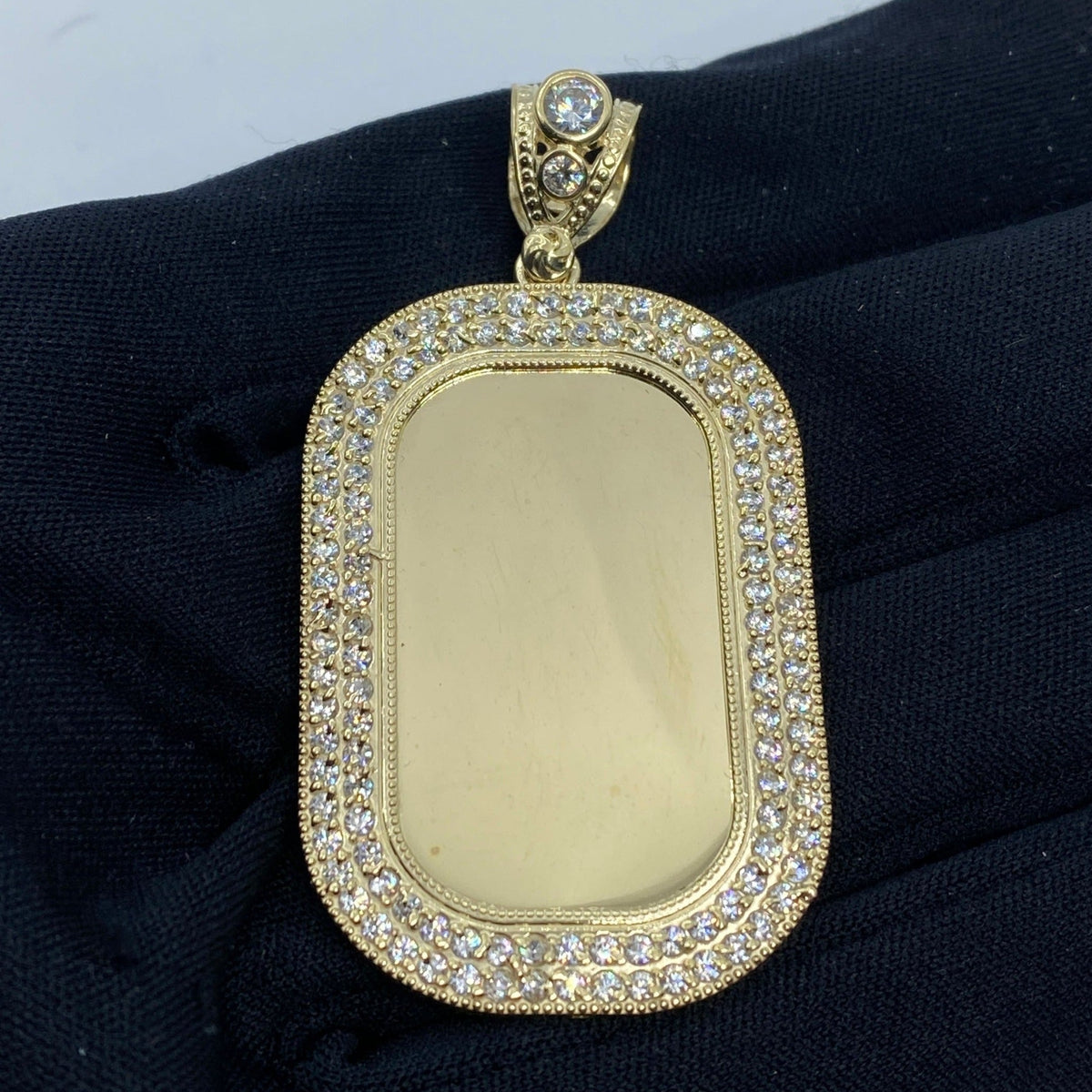 10K Gold Rounded Rectangle Picture Photo CZ Pendant - additional product view 2