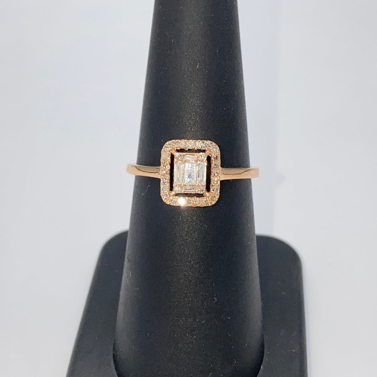 14K Gold Palace Square Halo Diamond Baguette Engagement Ring - additional product view 10
