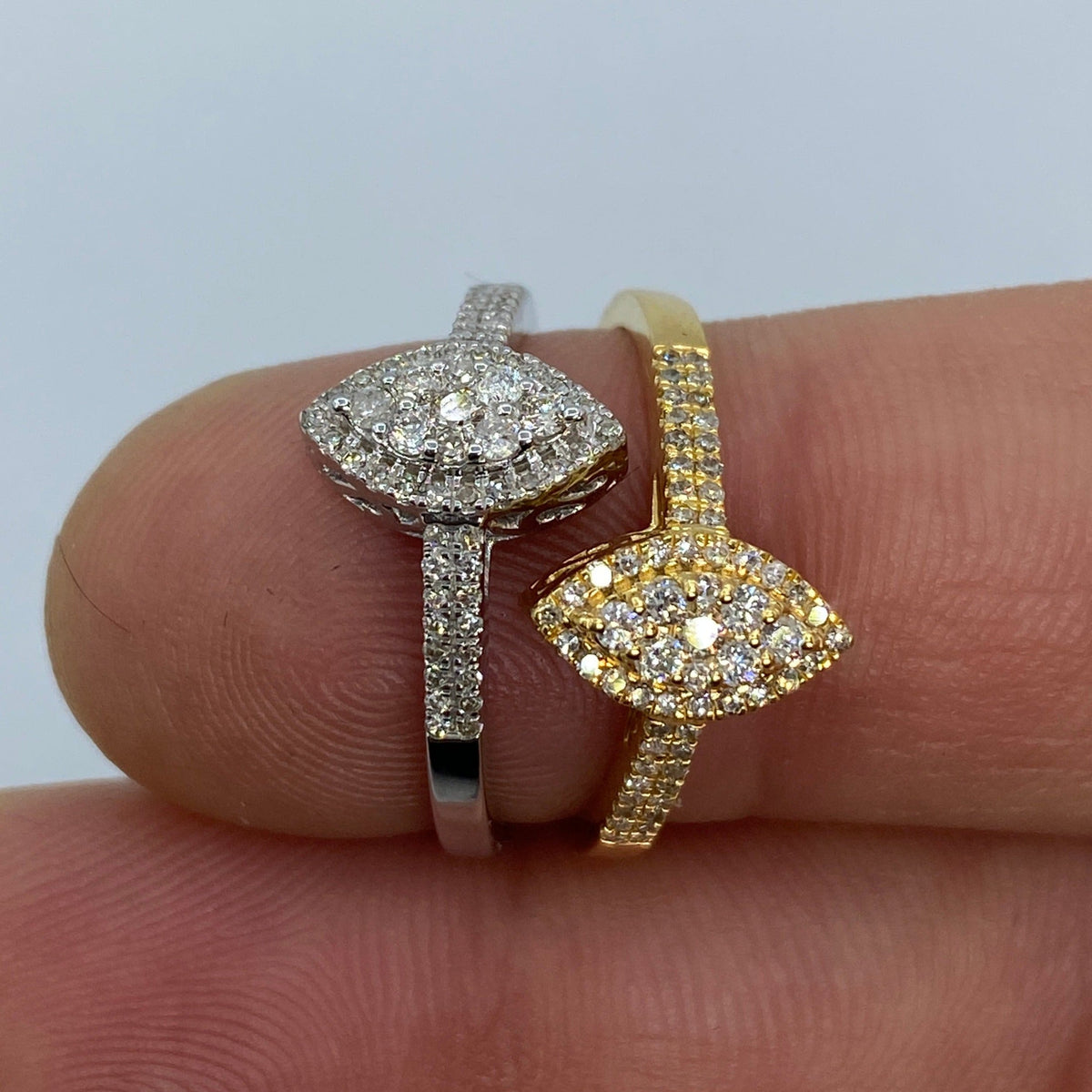14K Gold Almond Diamond Engagement Ring - additional product view 5