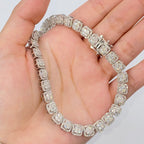 10K Gold Square Tower Diamond Tennis Chain Necklace - additional product view 4