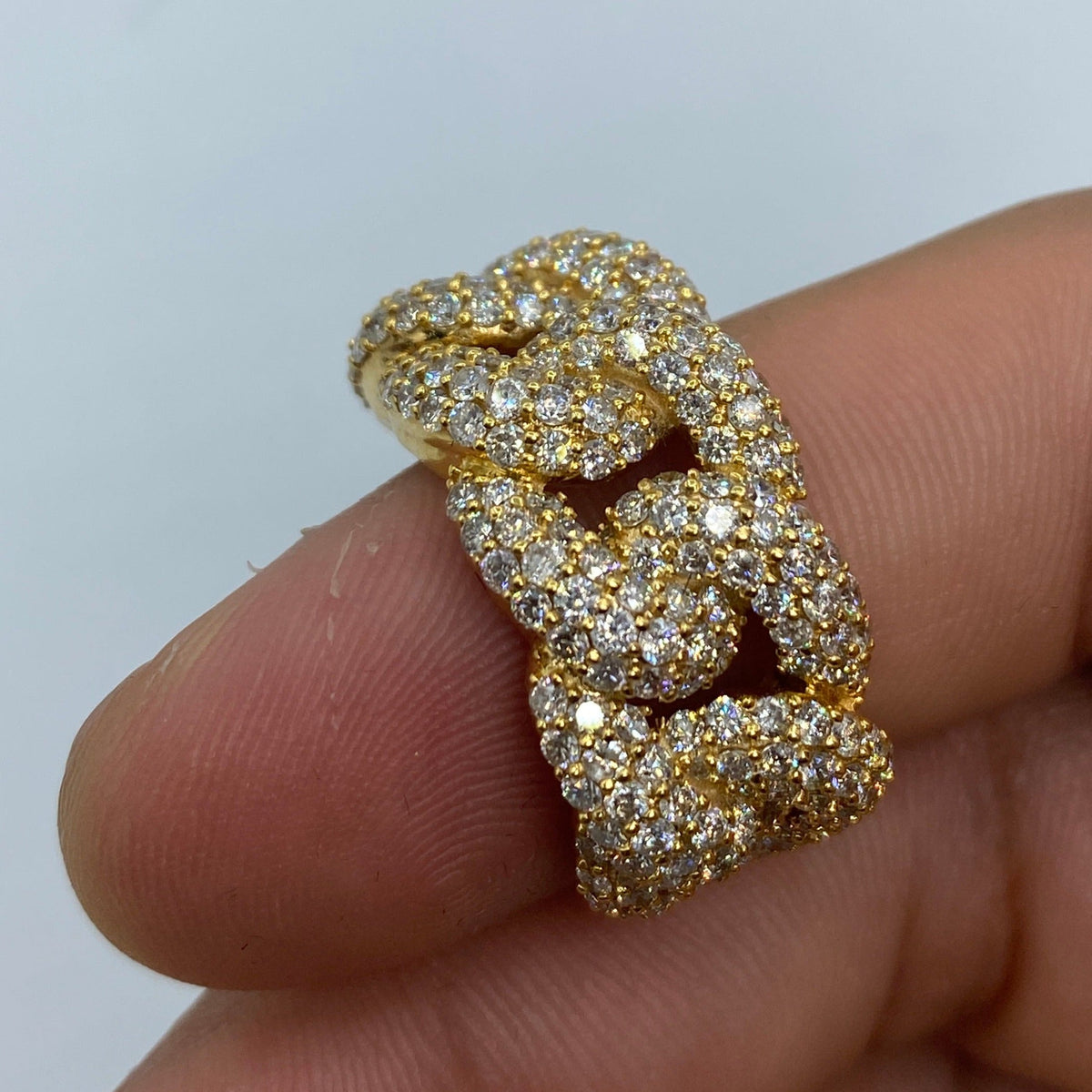 14K Gold Iced-Out Cuban Link Diamond Ring - additional product view 2