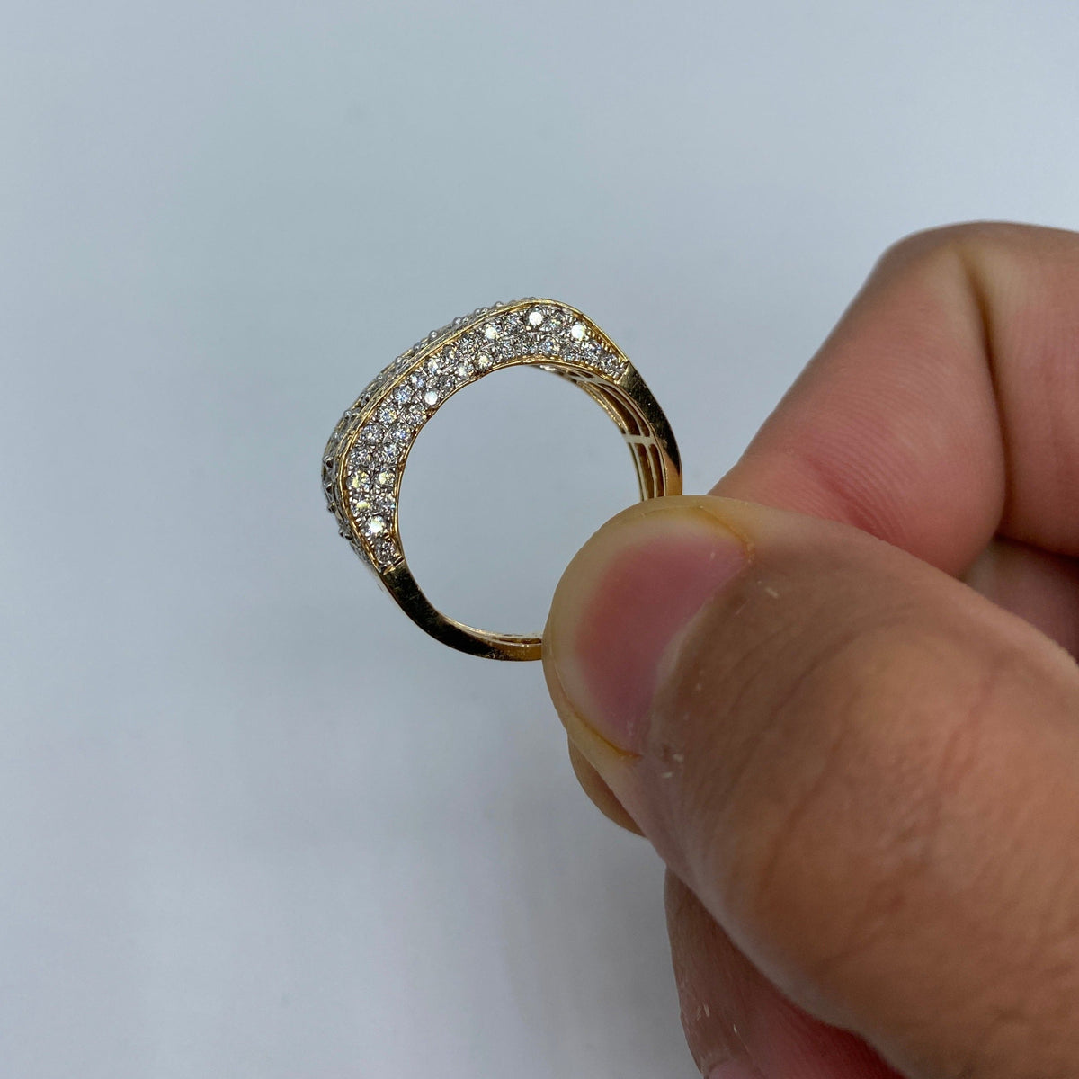 14K Gold Rectangle Flowers Diamond Ring - additional product view 5