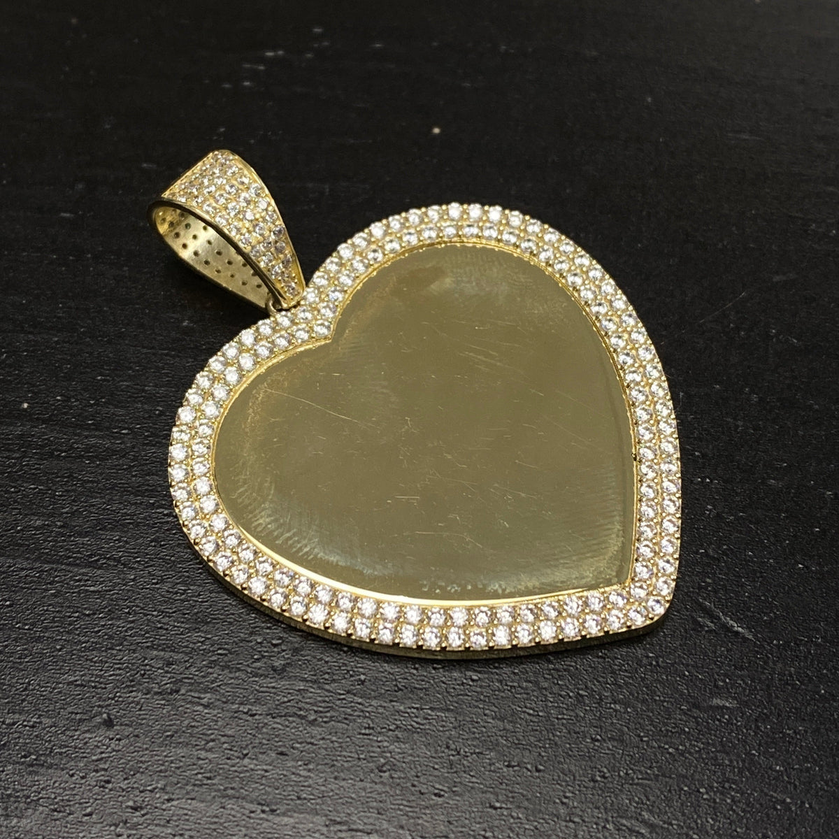 10K Gold Double Halo Heart Photo CZ Pendant - additional product view 3