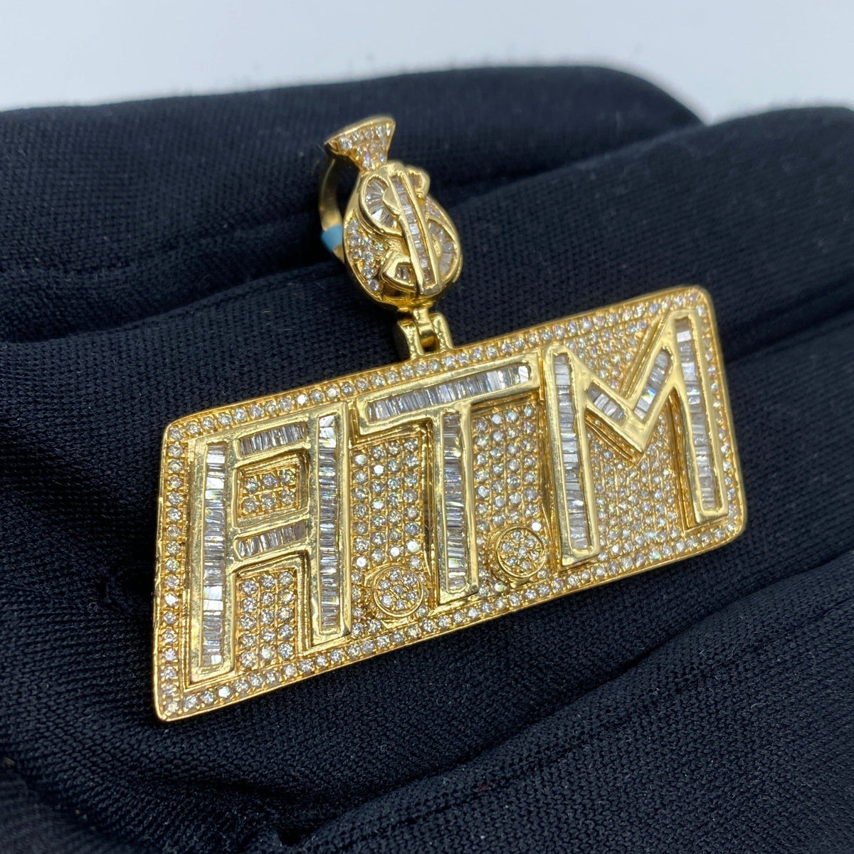 14K Gold ATM Money Diamond Pendant - additional product view 3