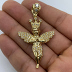 14K Gold Baby Angel with Crown CZ Pendant - additional product view 2