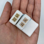 14K Gold Square Crown Diamond Baguette Stud Earrings - main product photo