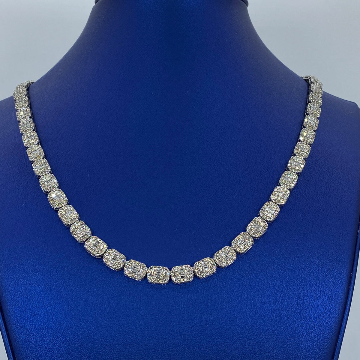 10K Gold 7.5mm Rectangle Diamond Baguette Link Chain 20 in - additional product view 4