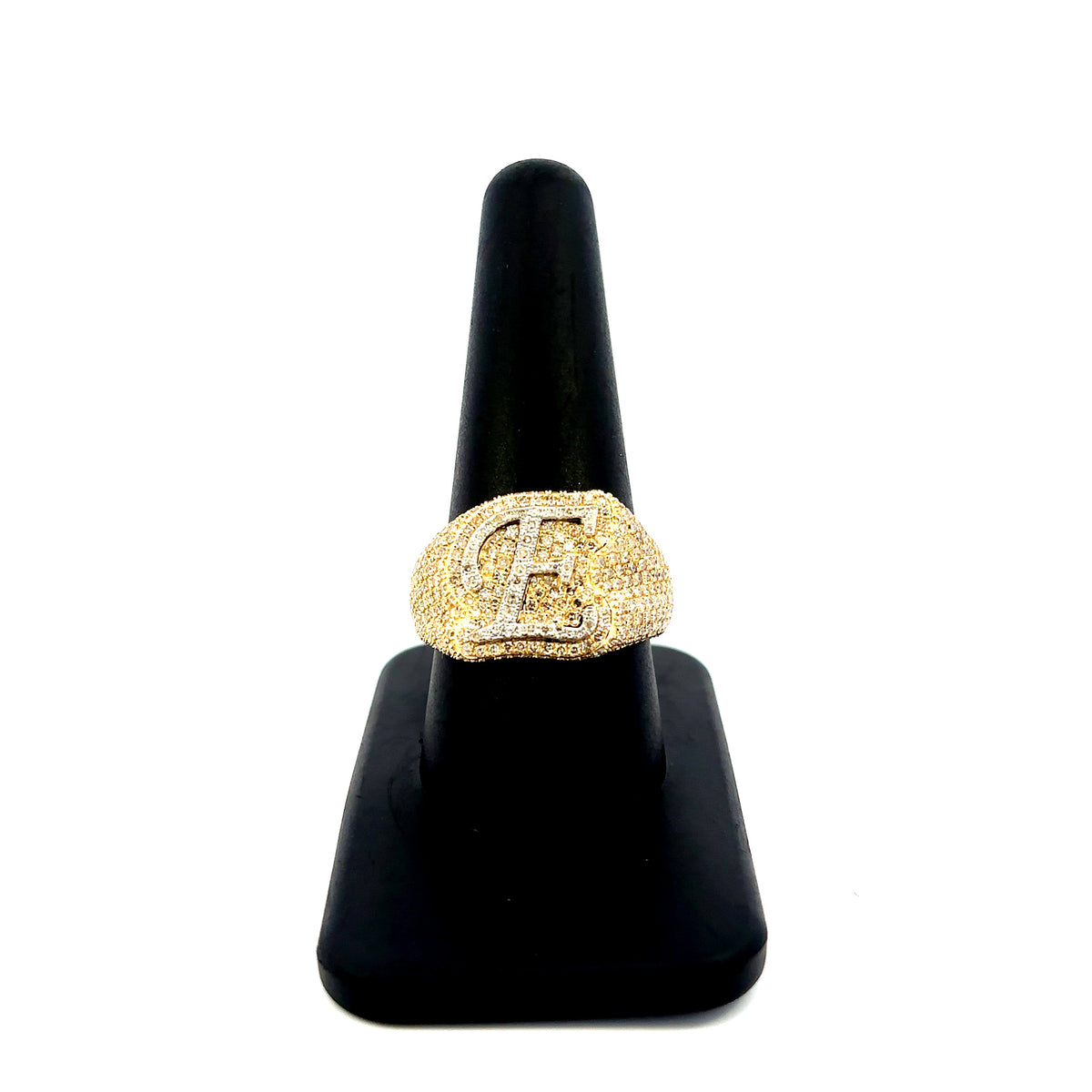 10K Gold Bubble Script Initial Diamond Ring - additional product view 10