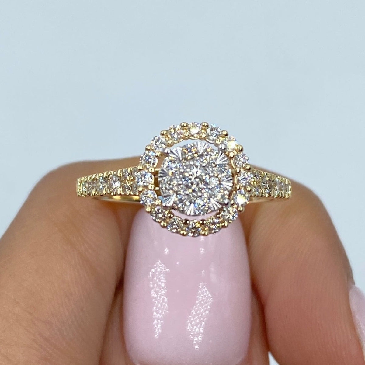 14K Gold Circle Halo Diamond Ring - additional product view 3