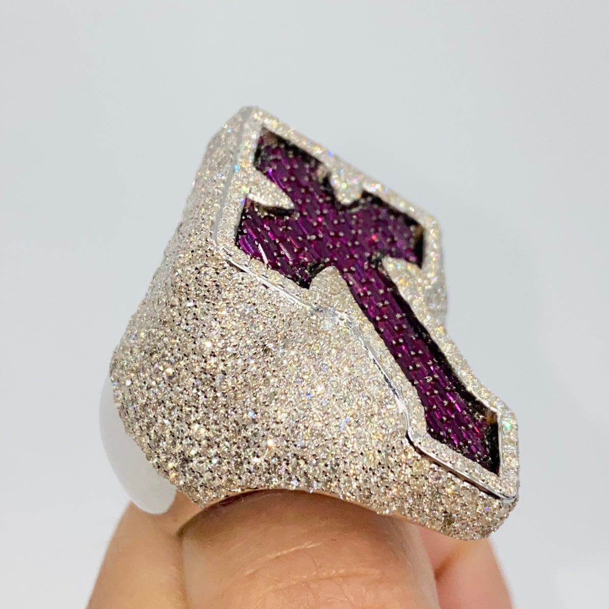 14K Gold Royal Cross Chrome Diamond Baguette Ring - additional product view 11