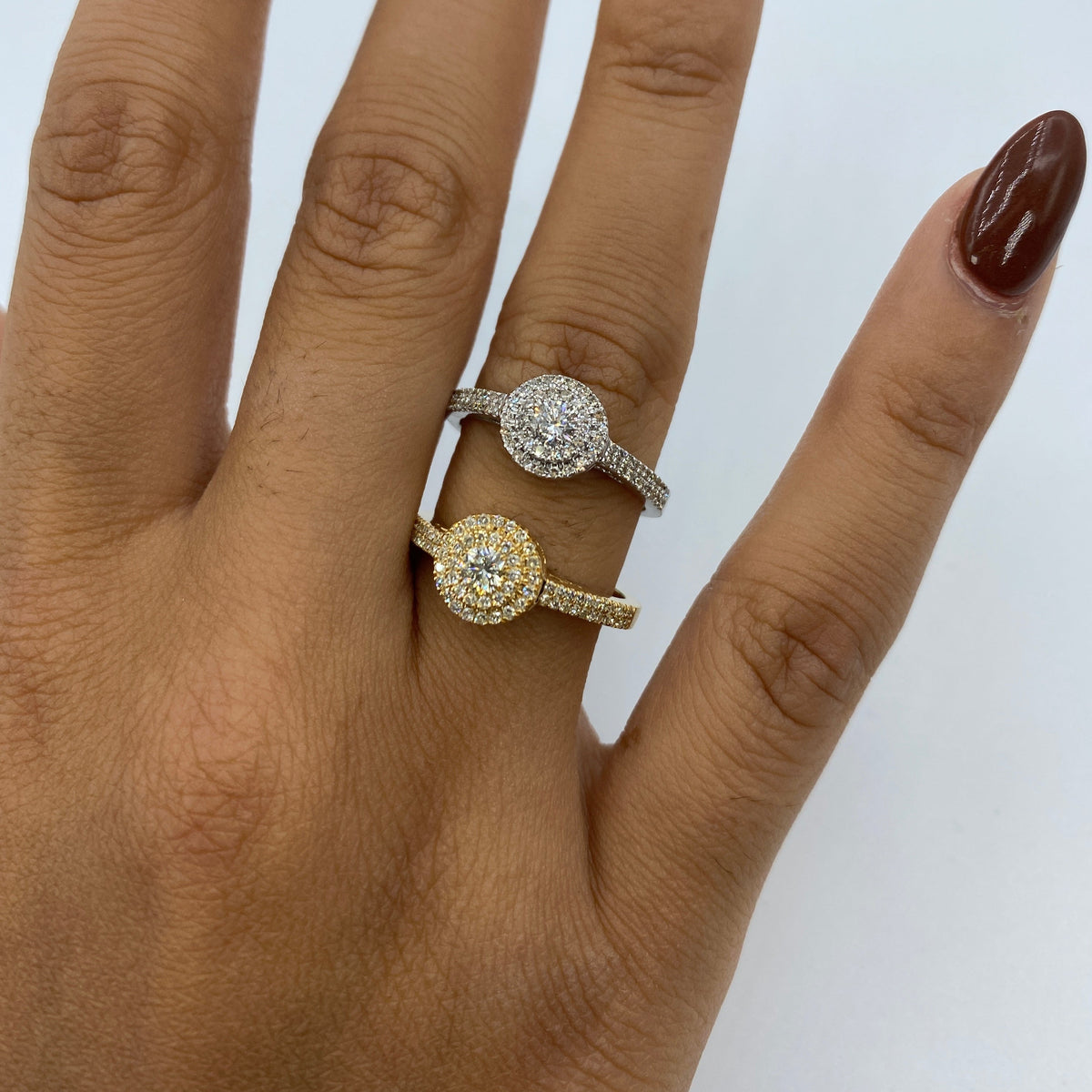 14K Gold Circle Halo Diamond Engagement Ring - additional product view 2