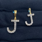 14K Gold Single Stone Initial J Diamond Pendant - additional product view 2