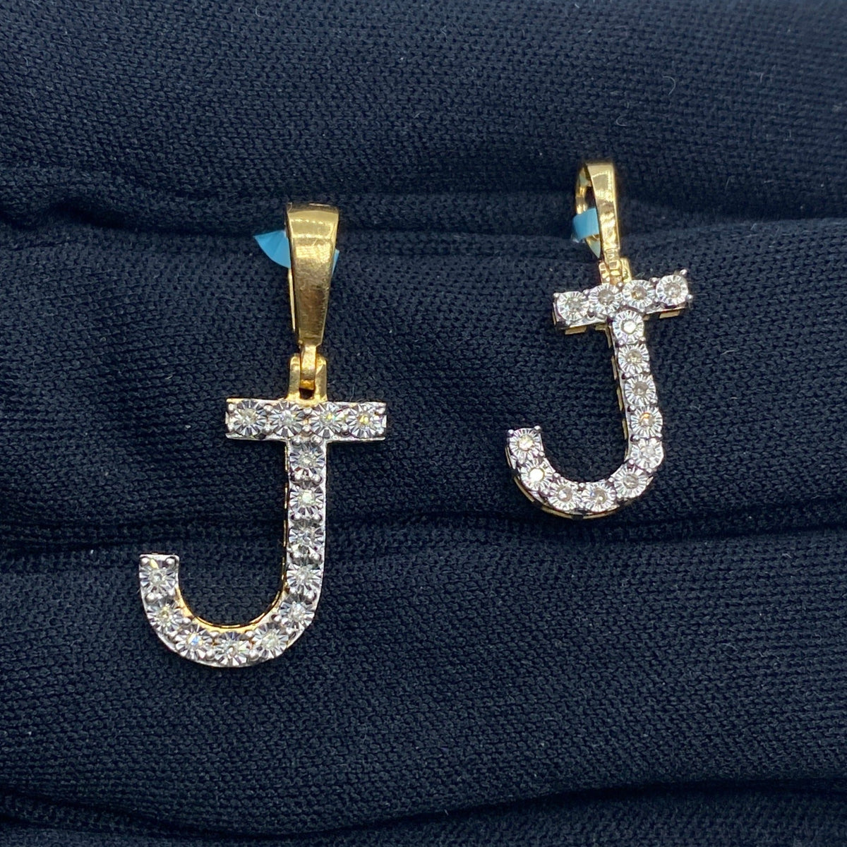14K Gold Single Stone Initial J Diamond Pendant - additional product view 2