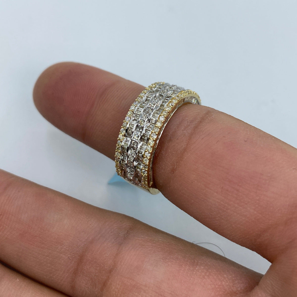 14K Gold Double Cuffs Diamond Baguette Band - additional product view 3