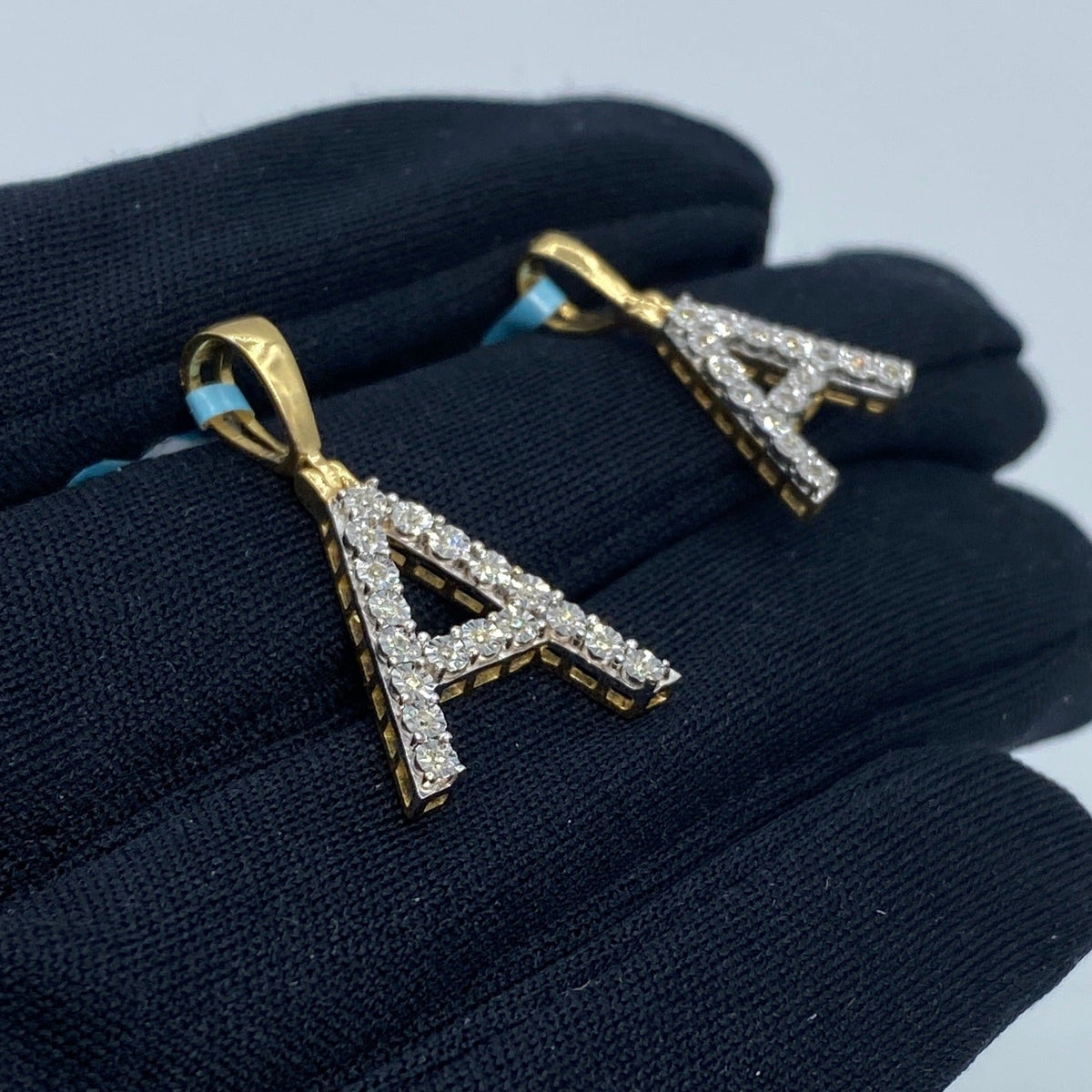 14K Gold Single Stone Initial A Diamond Pendant - additional product view 5