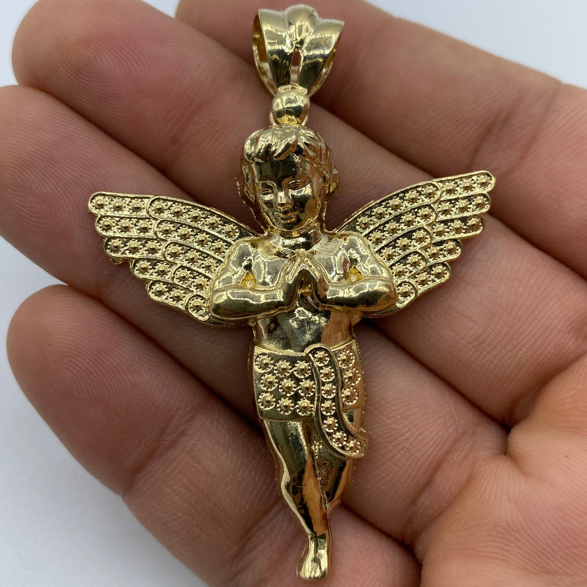 14K Gold Baby Angel Pendant 2.5 in - additional product view 2