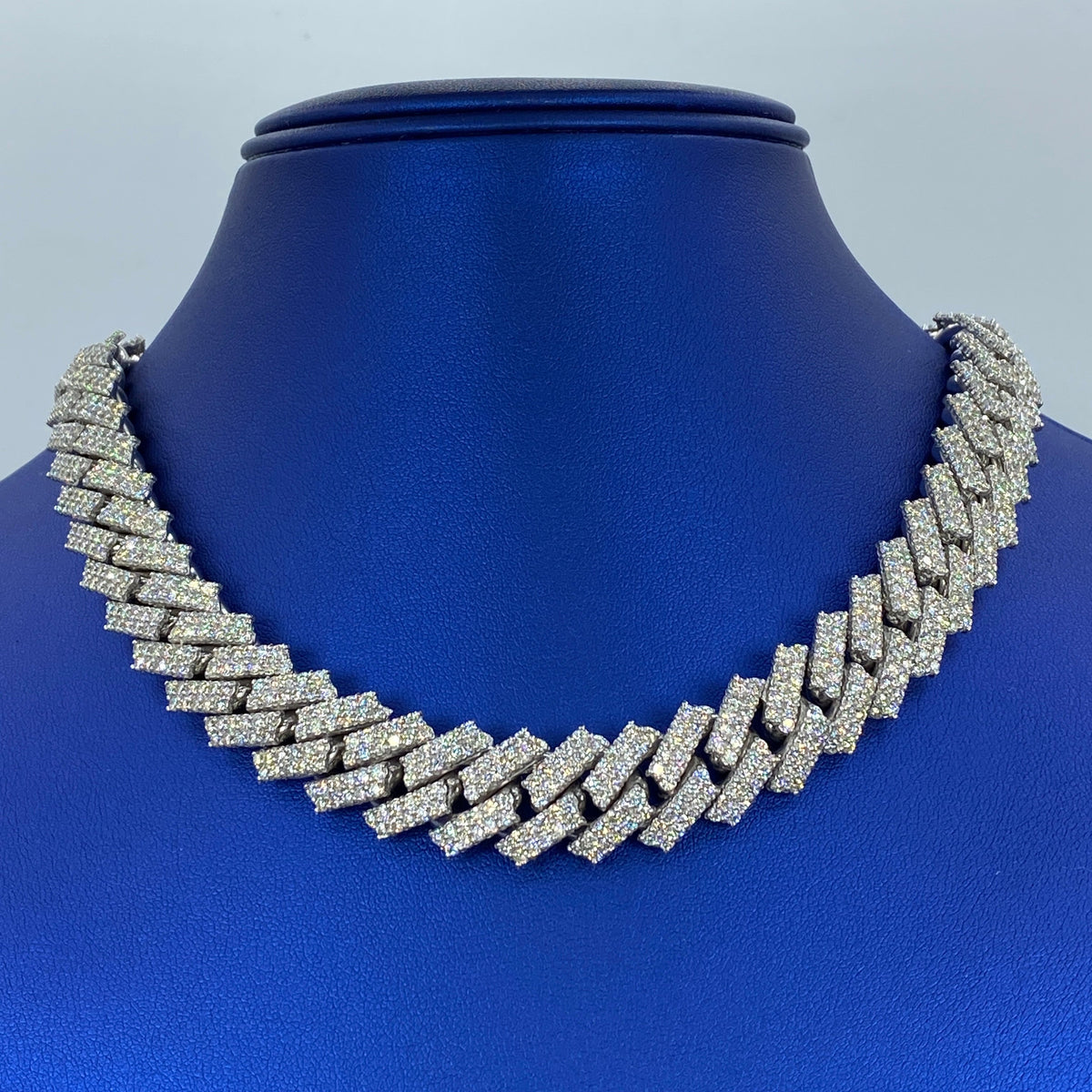 14K Gold 15mm Jumbo Iced Razor Cuban Link Diamond Chain 16 in - additional product view 2
