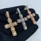 14K Gold Cross Square Baguette Diamond Pendant - additional product view 6