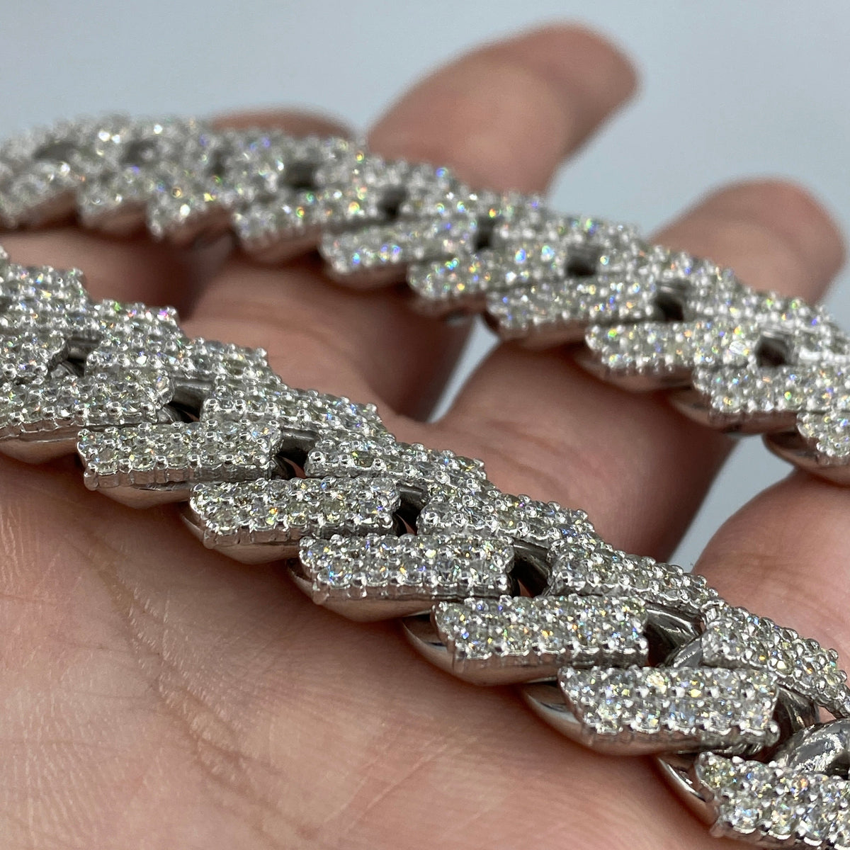 14K Gold 15mm Jumbo Iced Razor Cuban Link Diamond Chain 16 in - additional product view 6