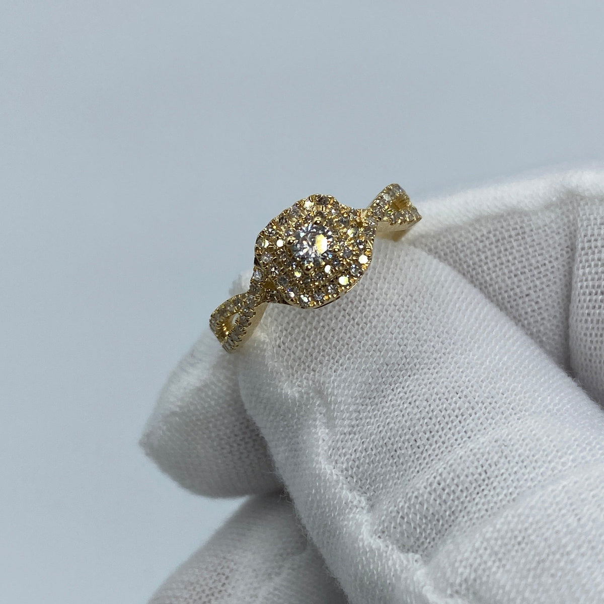 14K Yellow Gold Infinity Band Diamond Engagement Ring - additional product view 2