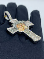 10K Gold Jesus Cross Enamel Diamond Pendant 3.7 Ct - additional product view 3