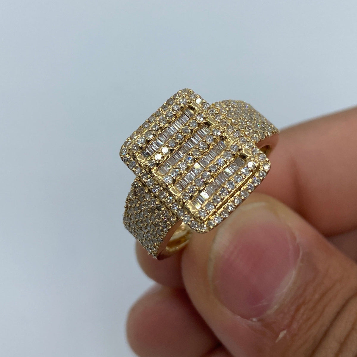 14K Gold Rectangle Baguette Diamond Ring 1.9 Ct - additional product view 2