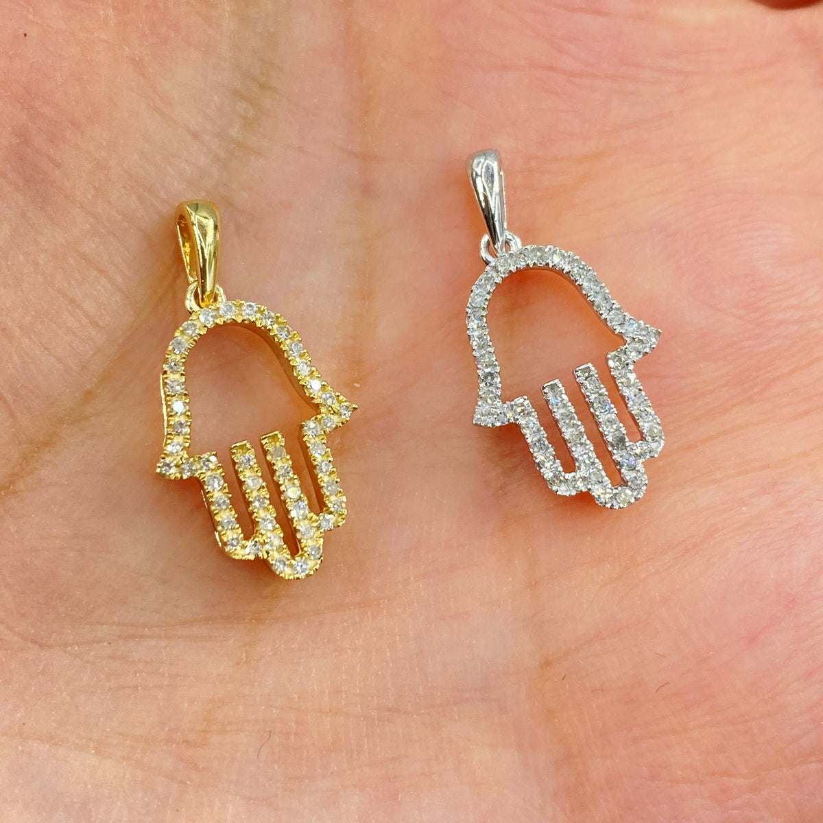 14K Gold Hamsa Diamond Pendant - additional product view 2