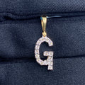 14K Gold Single Stone Initial G Diamond Pendant, Small - close-up product photo