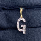 14K Gold Single Stone Initial G Diamond Pendant, Small - close-up product photo