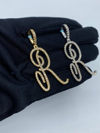 14K Gold Initial R Large Script Diamond Pendant - additional product view 5