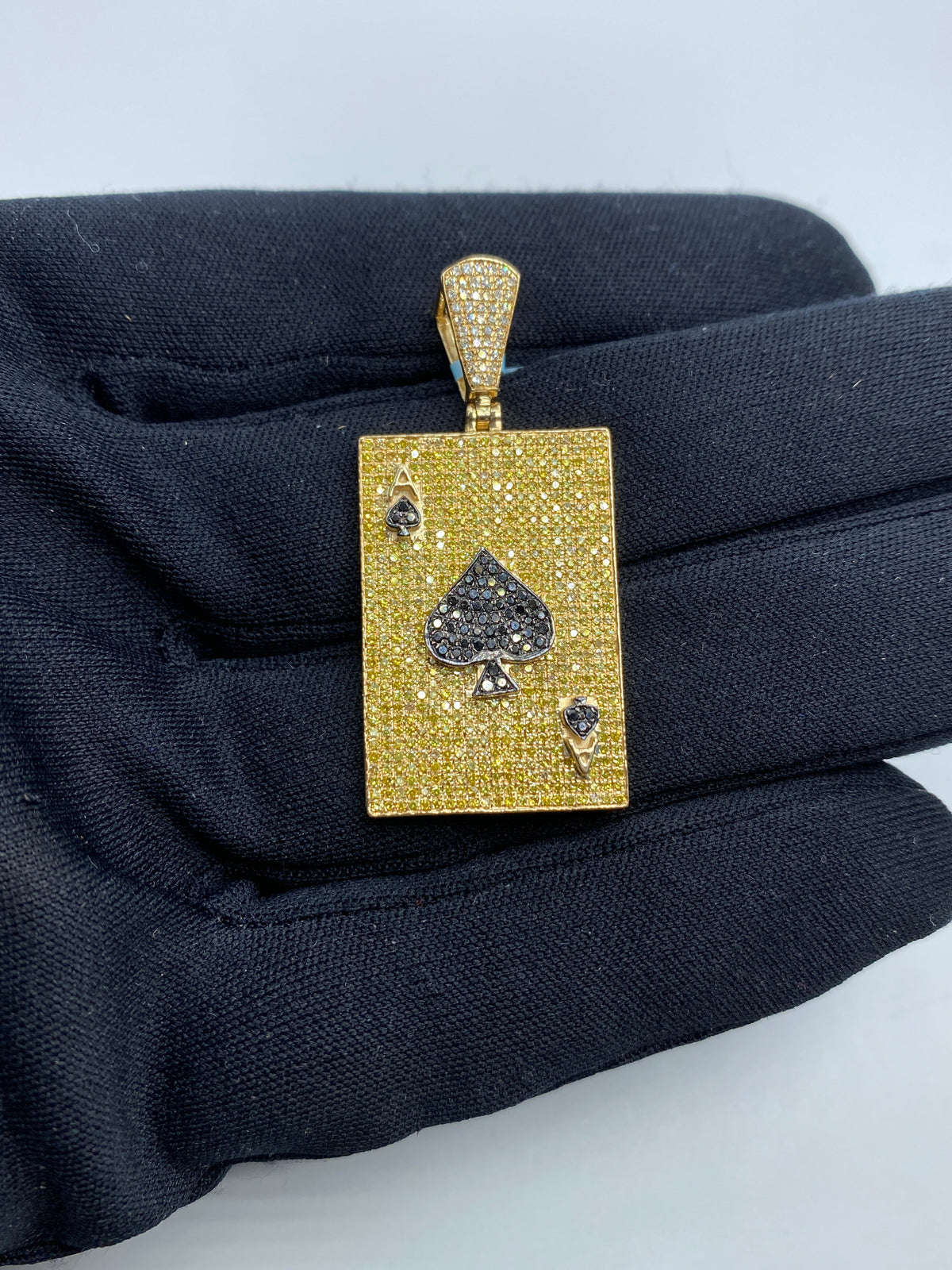 14K Gold Ace of Spades Playing Card Diamond Pendant - additional product view 2