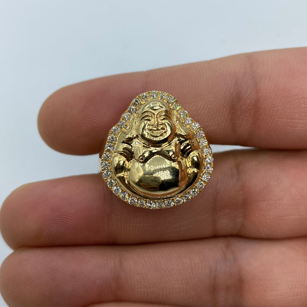 10K Gold Lucky Buddha Diamond Ring - additional product view 3