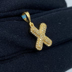 14K Gold Initial X Bubble Diamond Pendant - additional product view 3