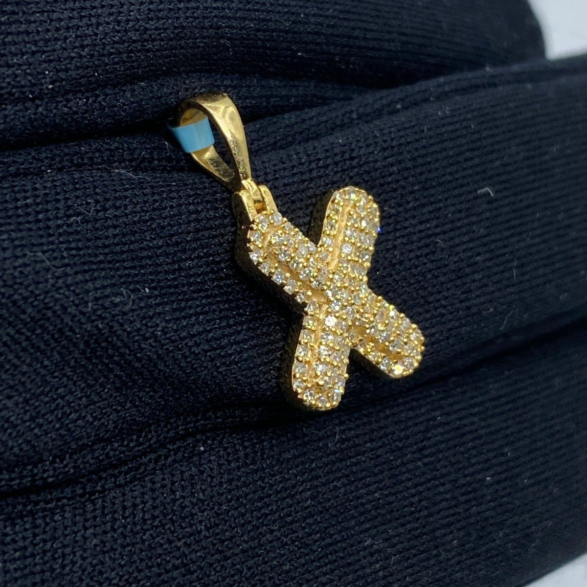 14K Gold Initial X Bubble Diamond Pendant - additional product view 3