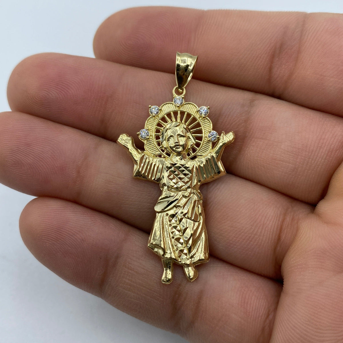 14K Gold Baby Jesus Pendant 1.8 in - additional product view 2