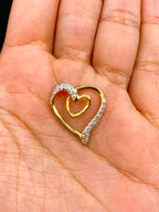 10K Gold & Diamond Double Heart Pendant - additional product view 2