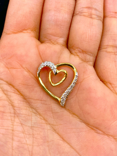 10K Gold & Diamond Double Heart Pendant - additional product view 2