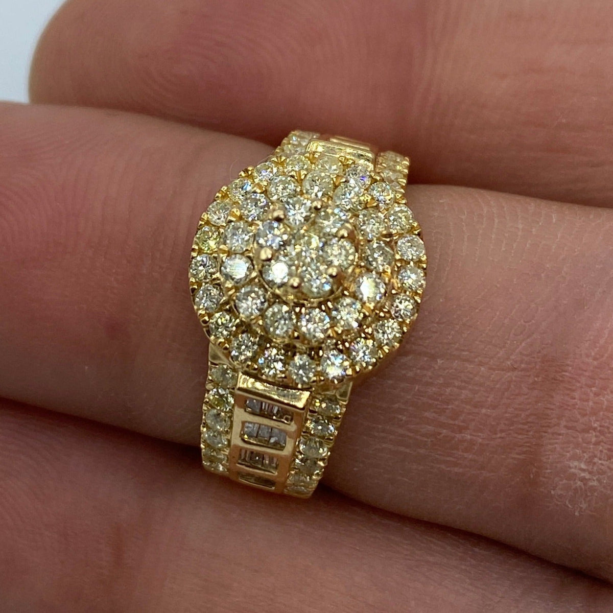 14K Gold Cake Diamond Baguette Engagement Ring - additional product view 2