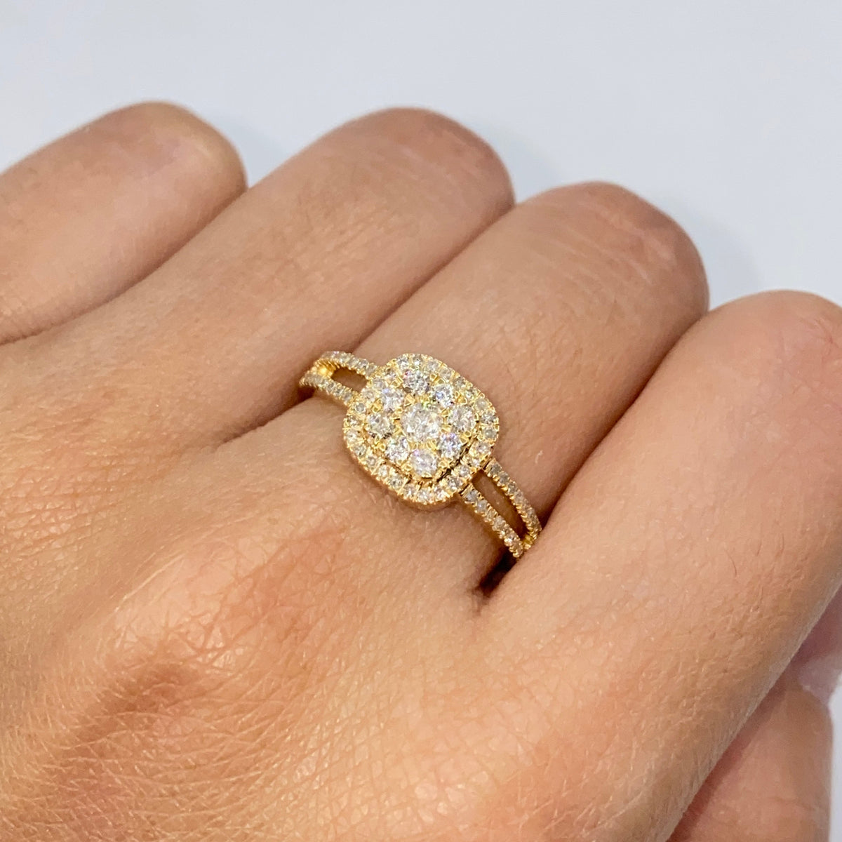 14K Gold Jennie Square Diamond Engagement Ring in yellow gold - close-up product photo